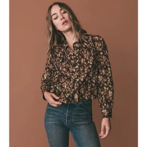 Doen Norma Fern Grove Floral Top Womens XS Brown NWT